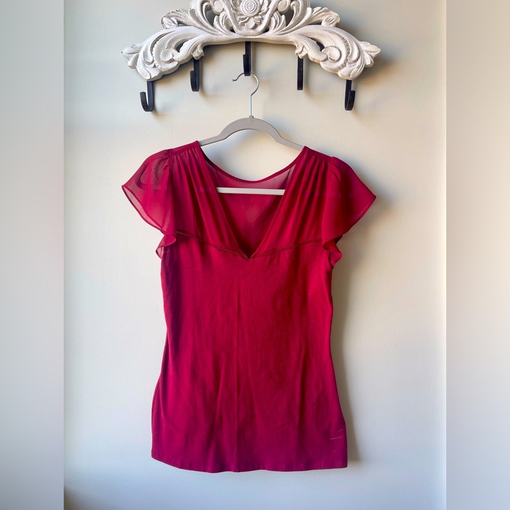 Express red sheer top size S